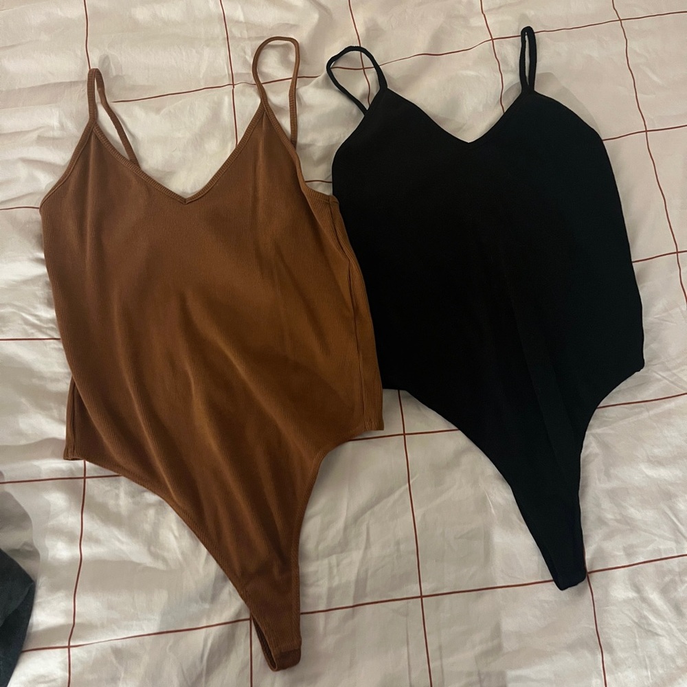 V-neck bodysuits (2)